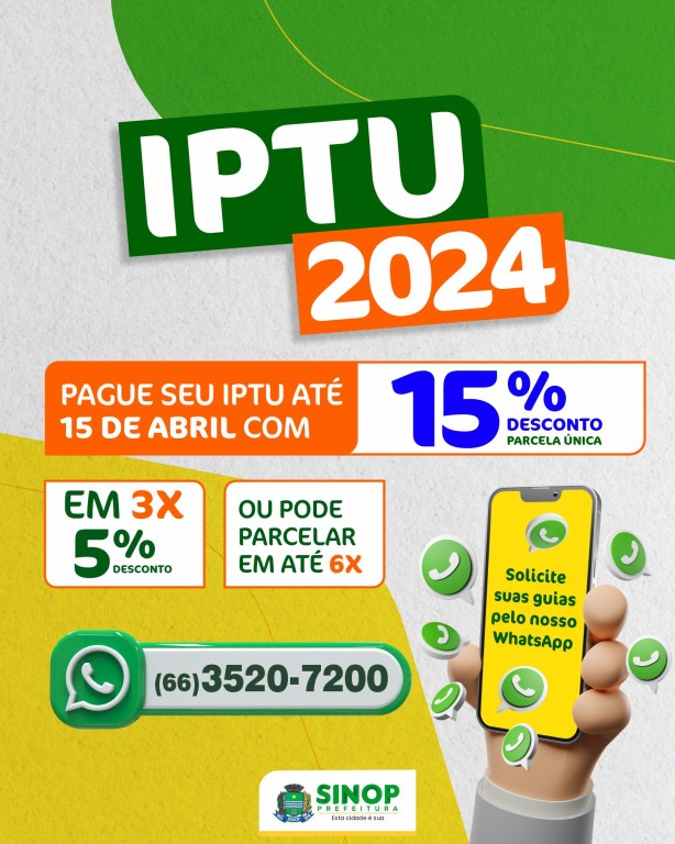 Prefeitura lança IPTU 2024 amanhã (6) com retirada do boleto online e desconto de 15%