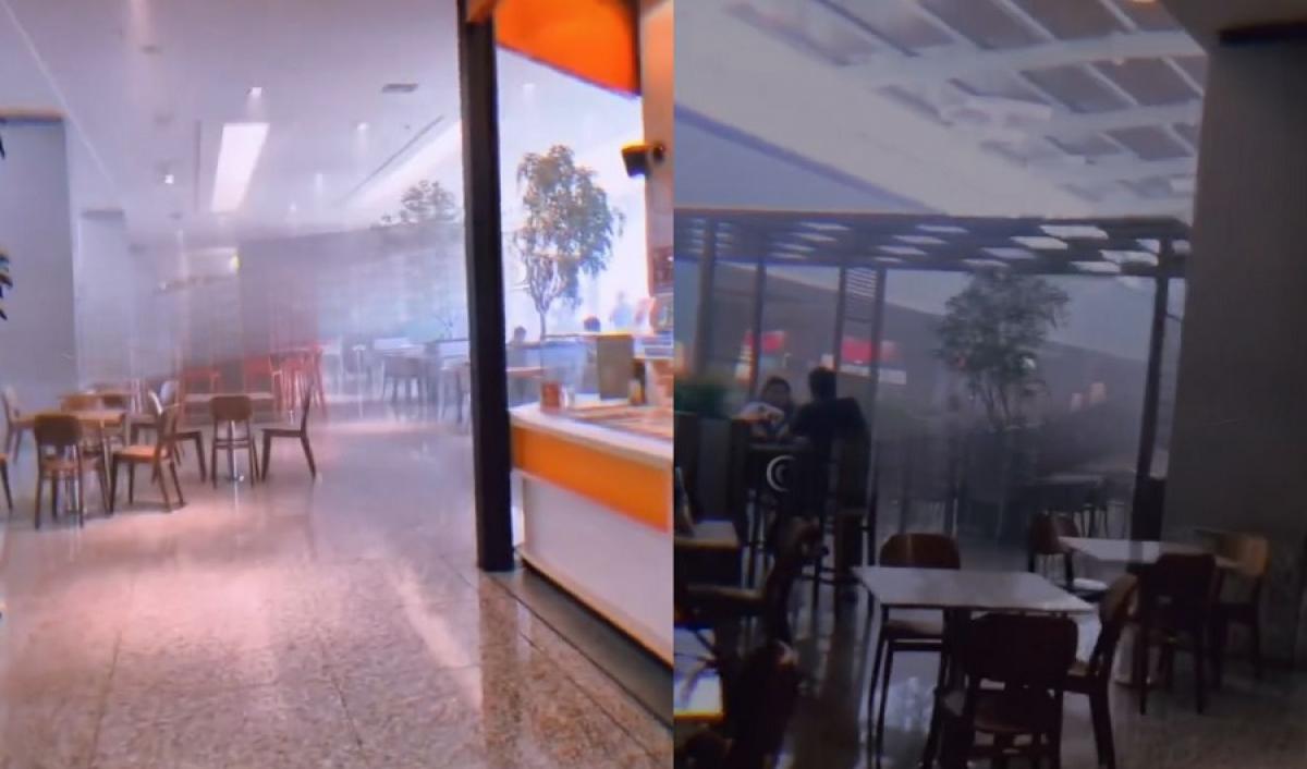 Fumaça invade praça de alimentação após fritadeira explodir em shopping de Cuiabá