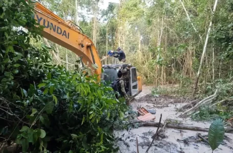 PF destrói maquinários em garimpo ilegal na terra indígena Sararé
